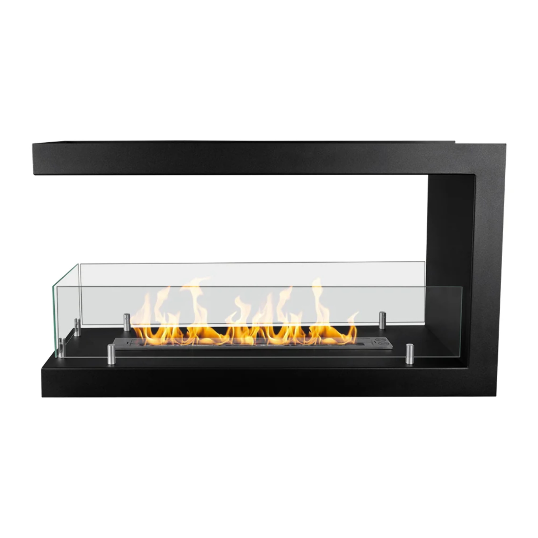 Maratea 90 - Camino a Bioetanolo da Incasso Trifacciale 90x50x30 cm con Bruciatore 1,5lt in Acciaio