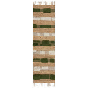 Tapis de couloir jute et laine MEDINA BLOCKS Vert