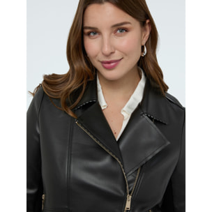 Fiorella Rubino - Chaqueta biker con detalles a rayas - Negro