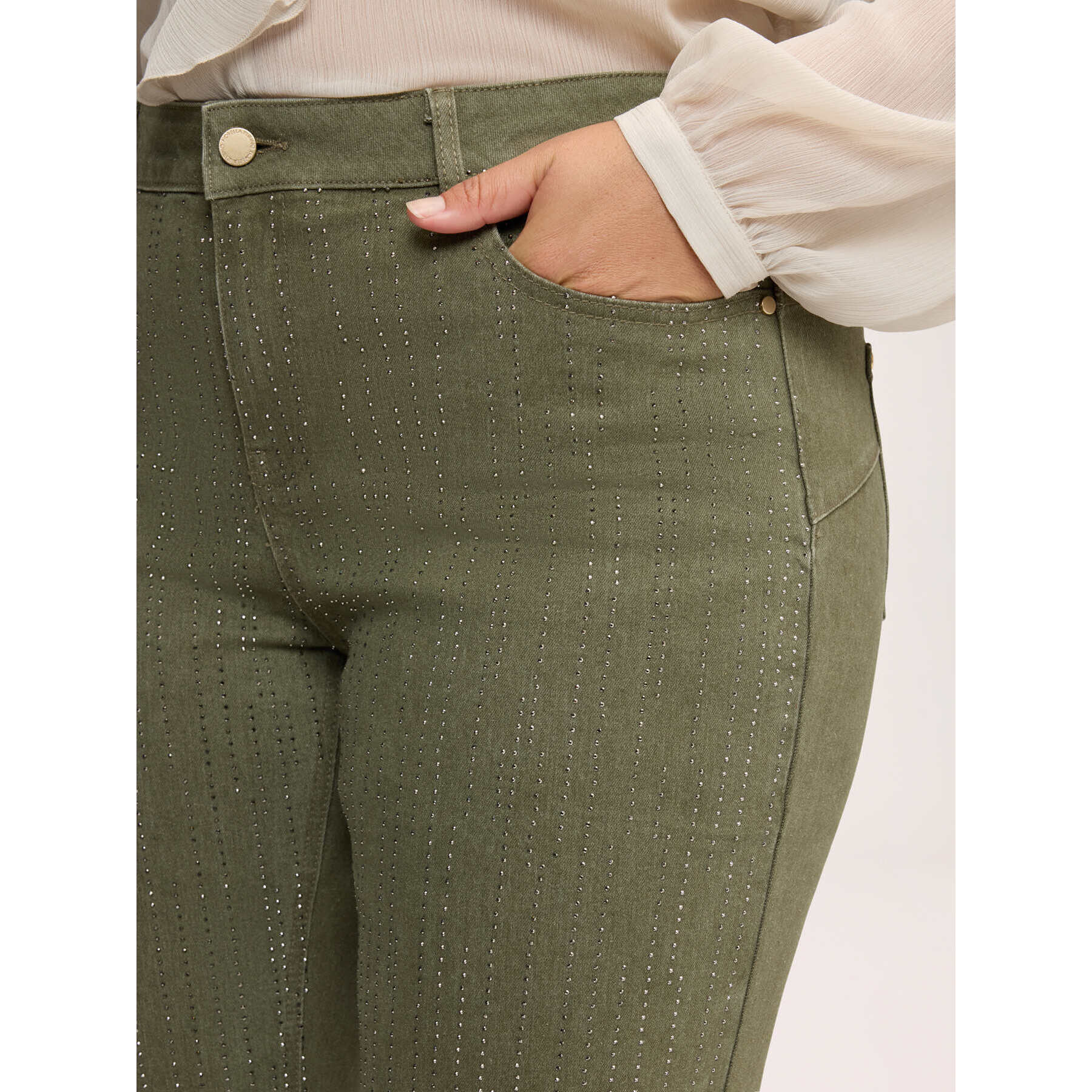 Fiorella Rubino - Pantalones Flare de denim con aplicaciones - Verde
