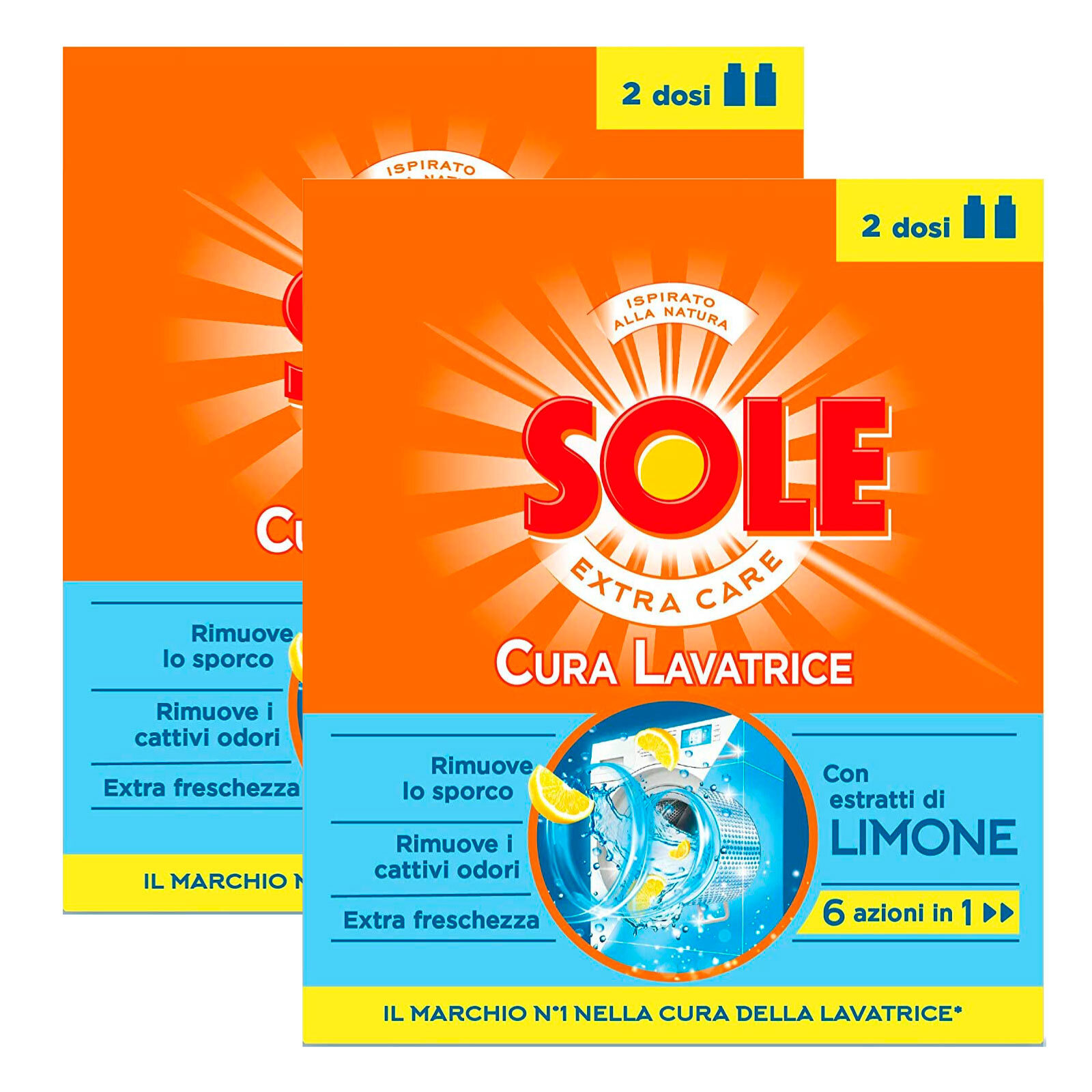 2x Sole Cura Lavatrice Freschezza Limone - 4 Flaconi da 250ml