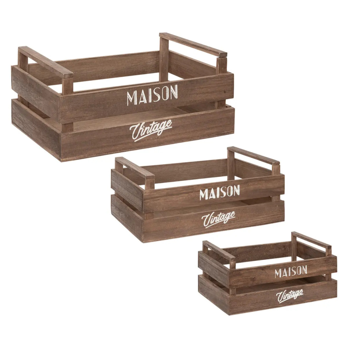 Set de 3 cagettes en bois L23/29/35cm