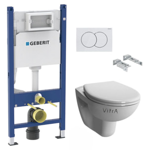 Pack WC Bati-support Geberit Duofix + WC suspendu Vitra Normus + Abattant softclose + Plaque blanche (NormusGeb3-SP)
