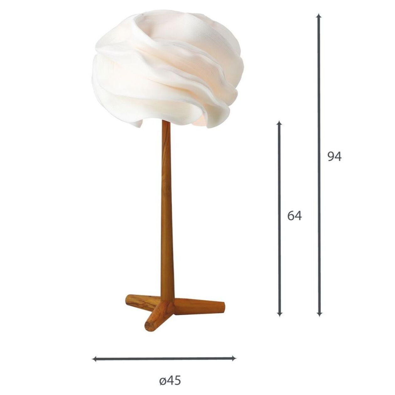 Lampe à poser en zipper ivoire pied en teck h94cm MEKAR