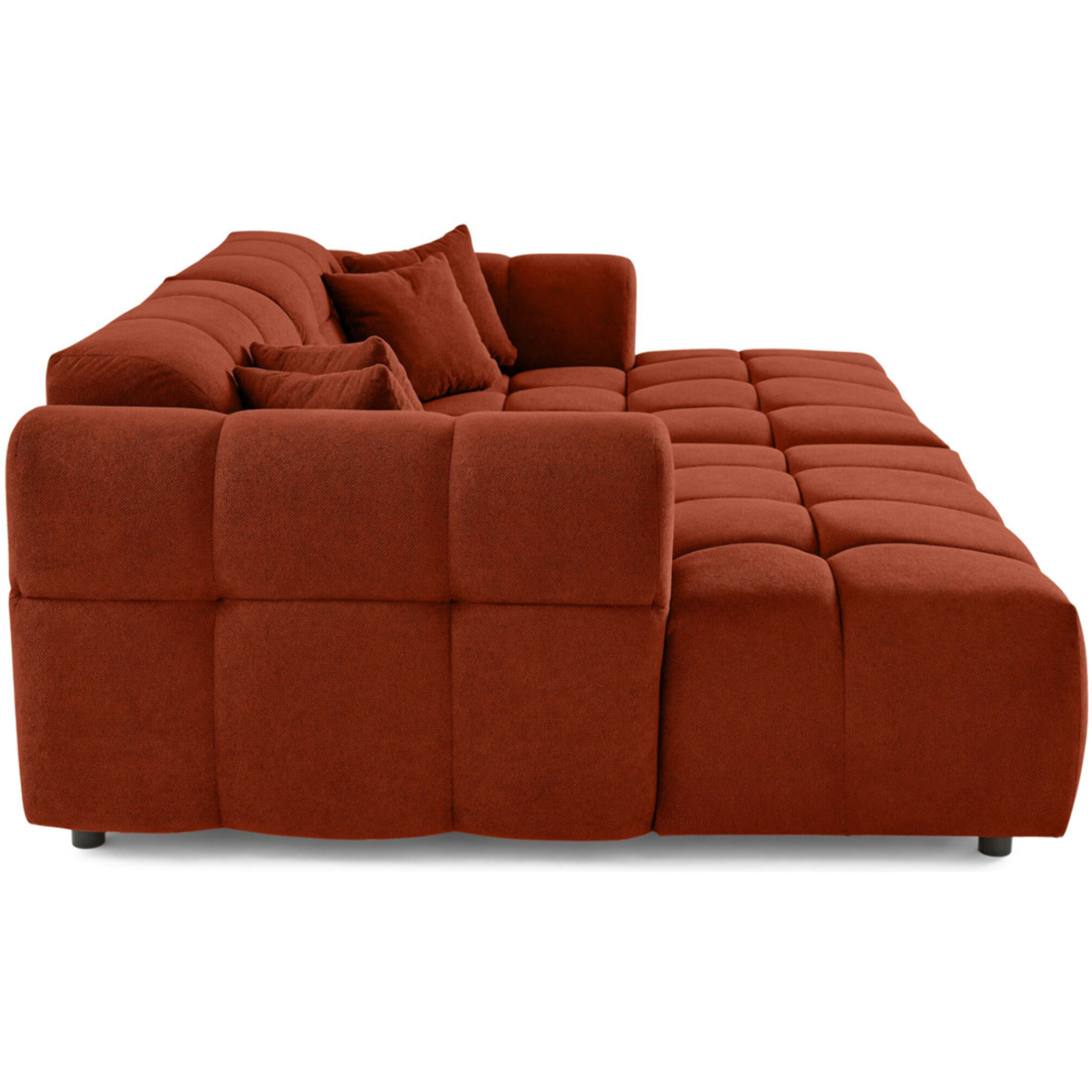 Ray - canapé droit 4 places avec double méridienne - assise profonde - en tissu texturé - Rouge