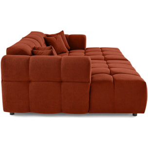 Ray - canapé droit 4 places avec double méridienne - assise profonde - en tissu texturé - Rouge