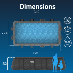 Bestway Piscine hors sol tubulaire rectangulaire Bestway APX 365 - 549 x 274 x 132 cm gris foncé