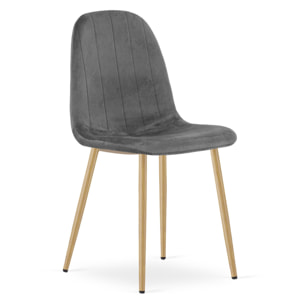 Sedia Padva in velluto grigio scuro con gambe effetto rovere
