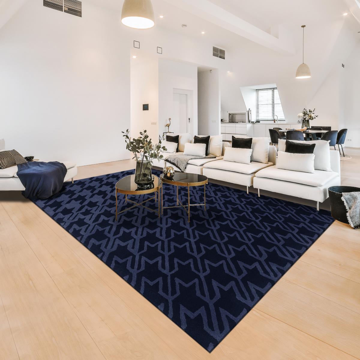 Tapis salon et chambre fait à la main en laine motif géométrique TAIL