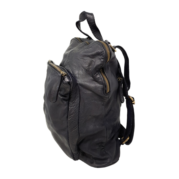 Chicca Borse Borsa Zaino Donna in Pelle Nero