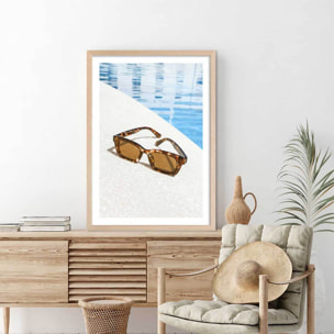 Poster lunette au bord de l'eau Affiche + cadre en bois - Chêne