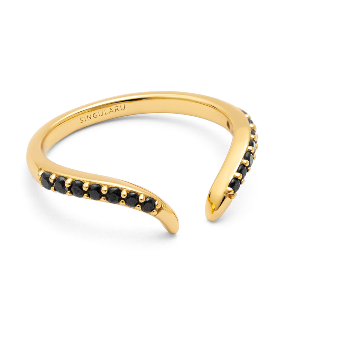 Anello Peak Scarlett Black Argento Placcato Oro