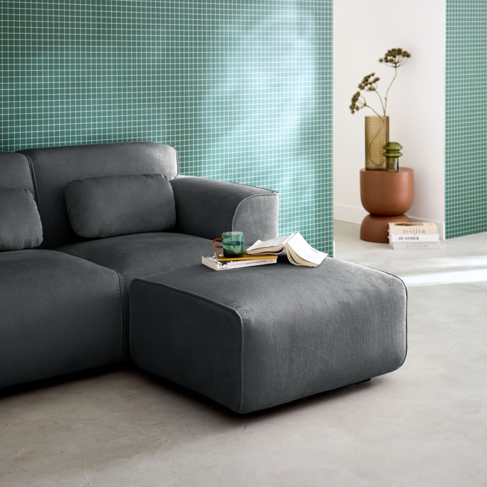 Pouf, repose-pieds pour canapé 2 places velours côtelé WALLAS