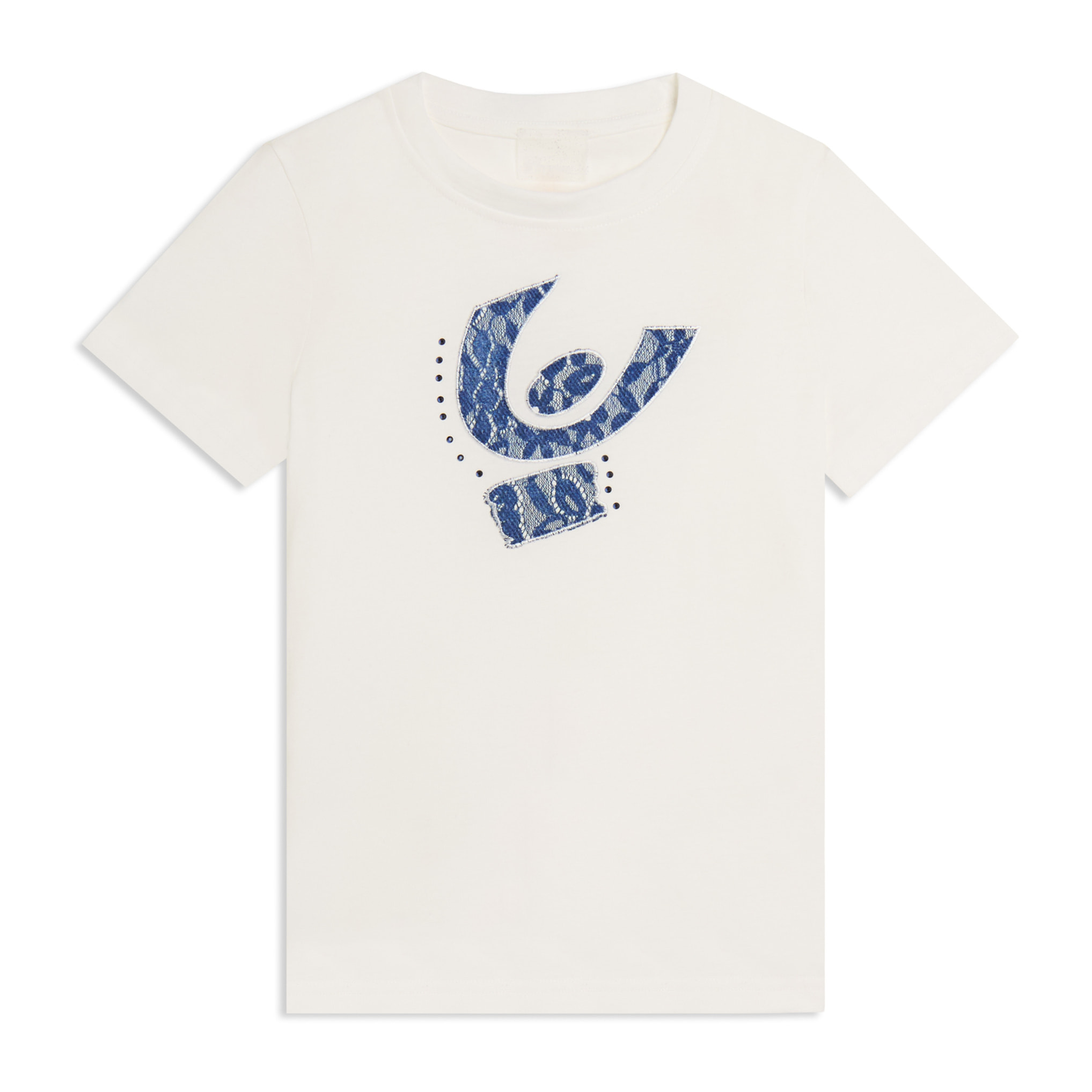 T-shirt Junior regular con maxi omino in pizzo e strass