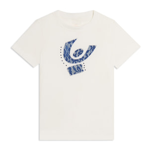 T-shirt Junior regular con maxi omino in pizzo e strass