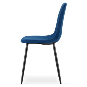 Set di 2 sedie Padva in velluto blu e gambe nere