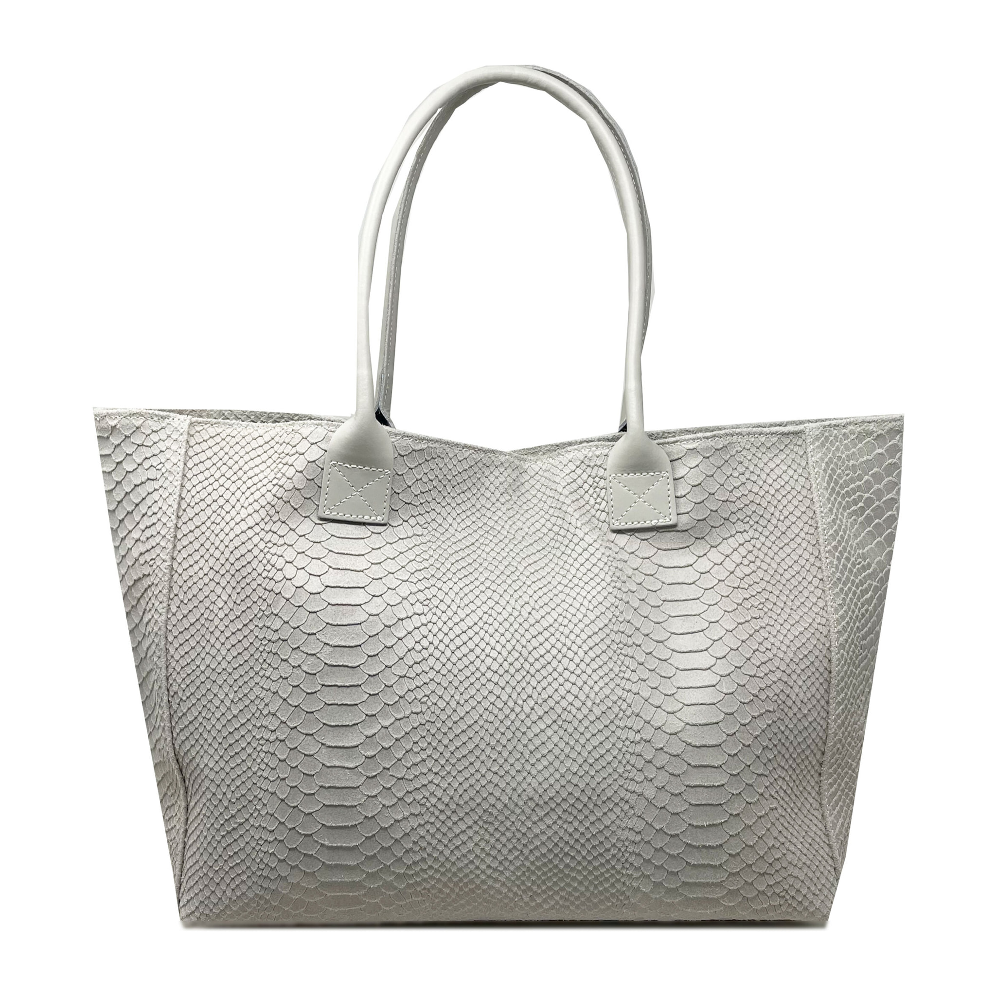 Chicca Borse - Borsa a Spalla Donna in Vera Pelle - Colore Pitonato Beige