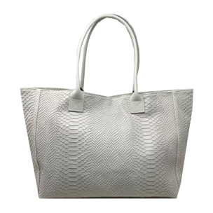 Chicca Borse - Borsa a Spalla Donna in Vera Pelle - Colore Pitonato Beige