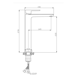 Mood mitigeur lavabo XL avec levier sans tirette, G3/8, chrome (SATBSMOOD285)