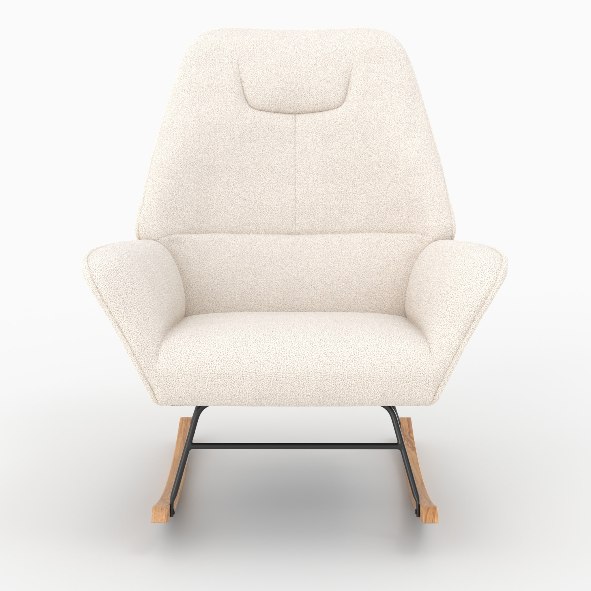 Rocking-chair en tissu bouclé blanc - Shaun