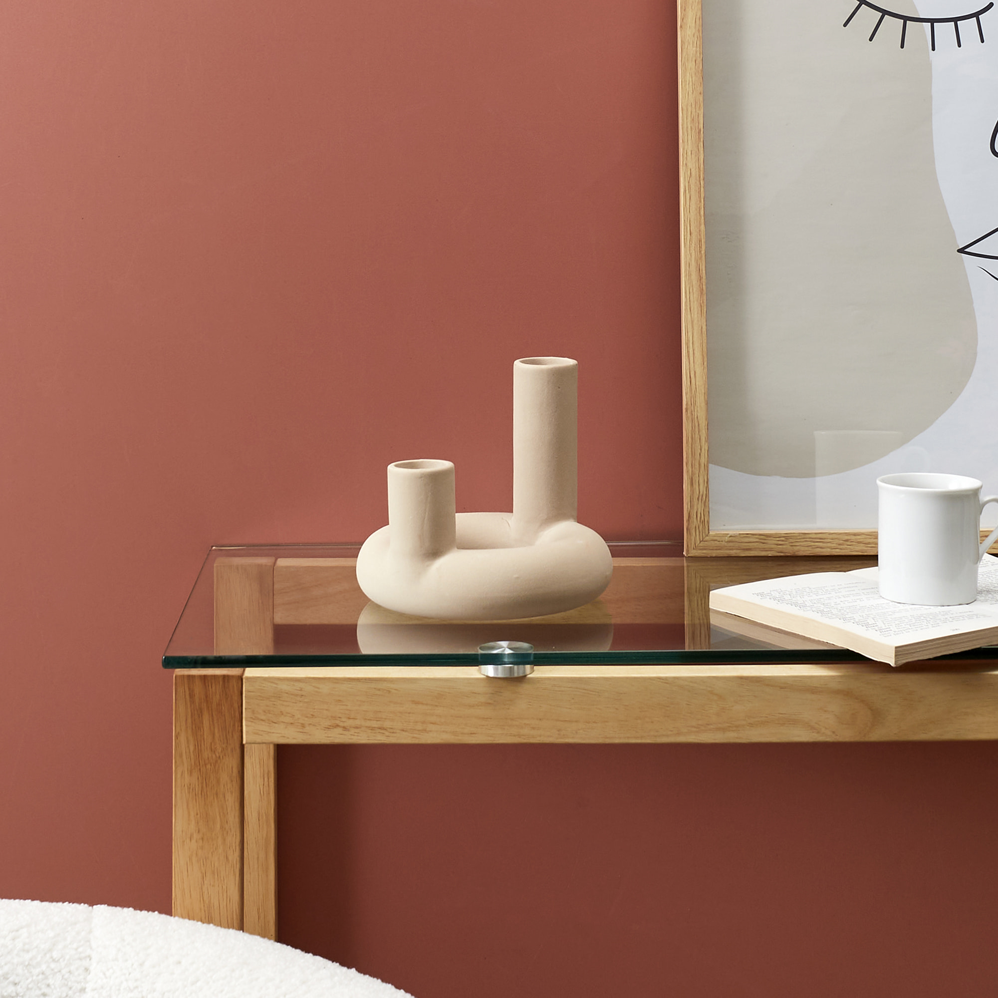 Vase Ceramique 2 Tubes Arty Nude