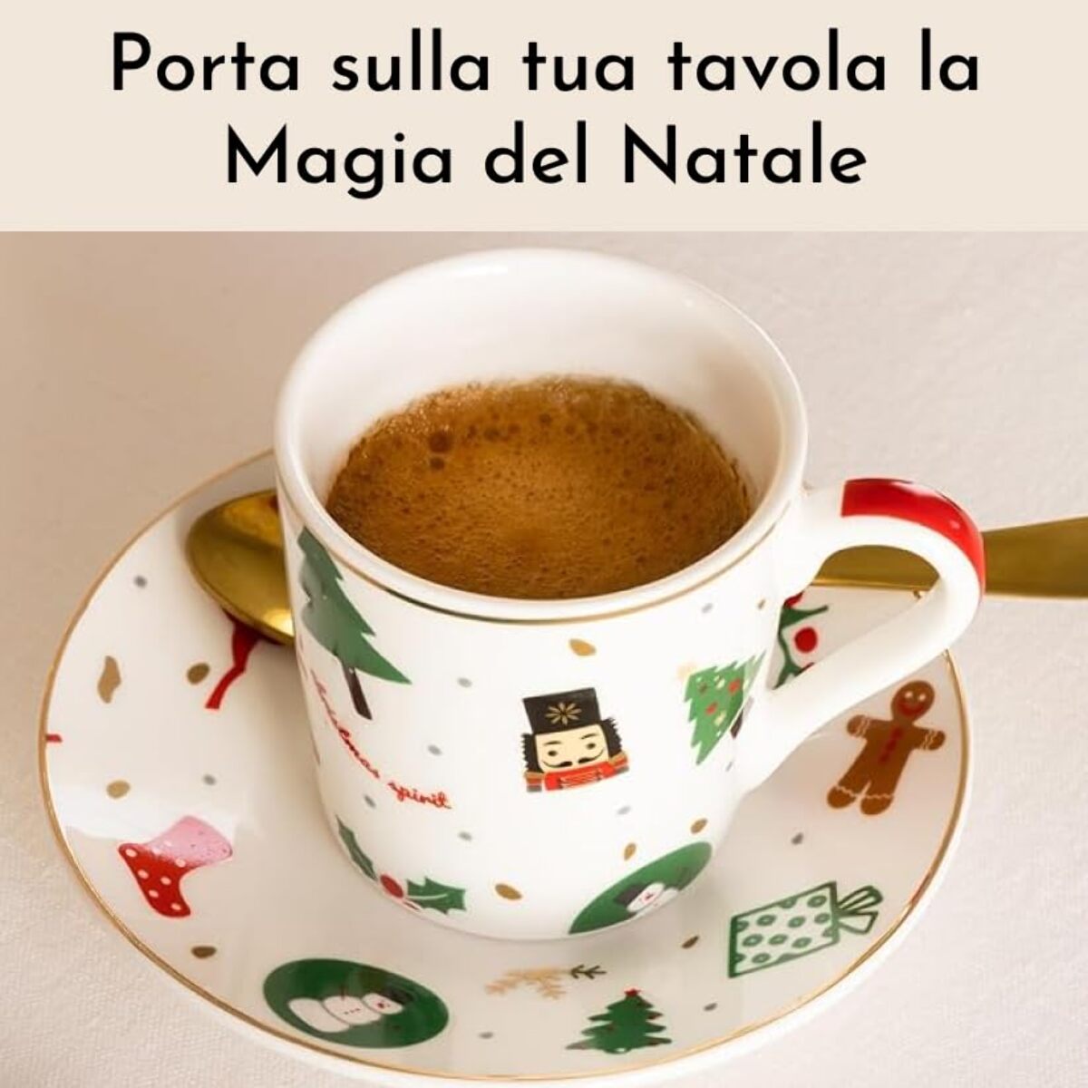 Set da caffè 6 pezzi Fantasia del Natale in porcellana