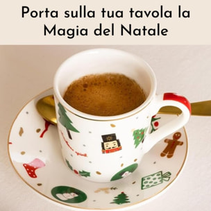 Set da caffè 6 pezzi Fantasia del Natale in porcellana