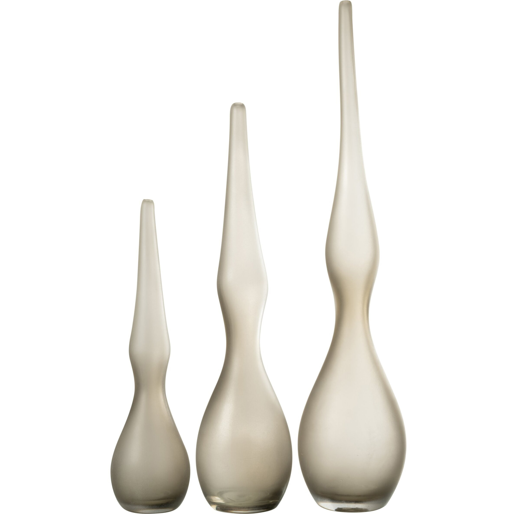 J-Line vase Yara Courbe Flute - verre - beige - 3 pièces - 64 cm de hauteur