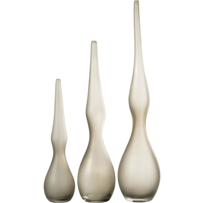 J-Line vase Yara Courbe Flute - verre - beige - 3 pièces - 64 cm de hauteur