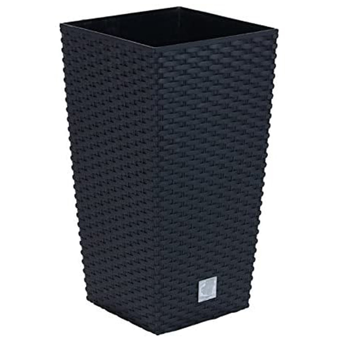 Maceta Rattan effect de 35 litros con inserto para plantar en color negro