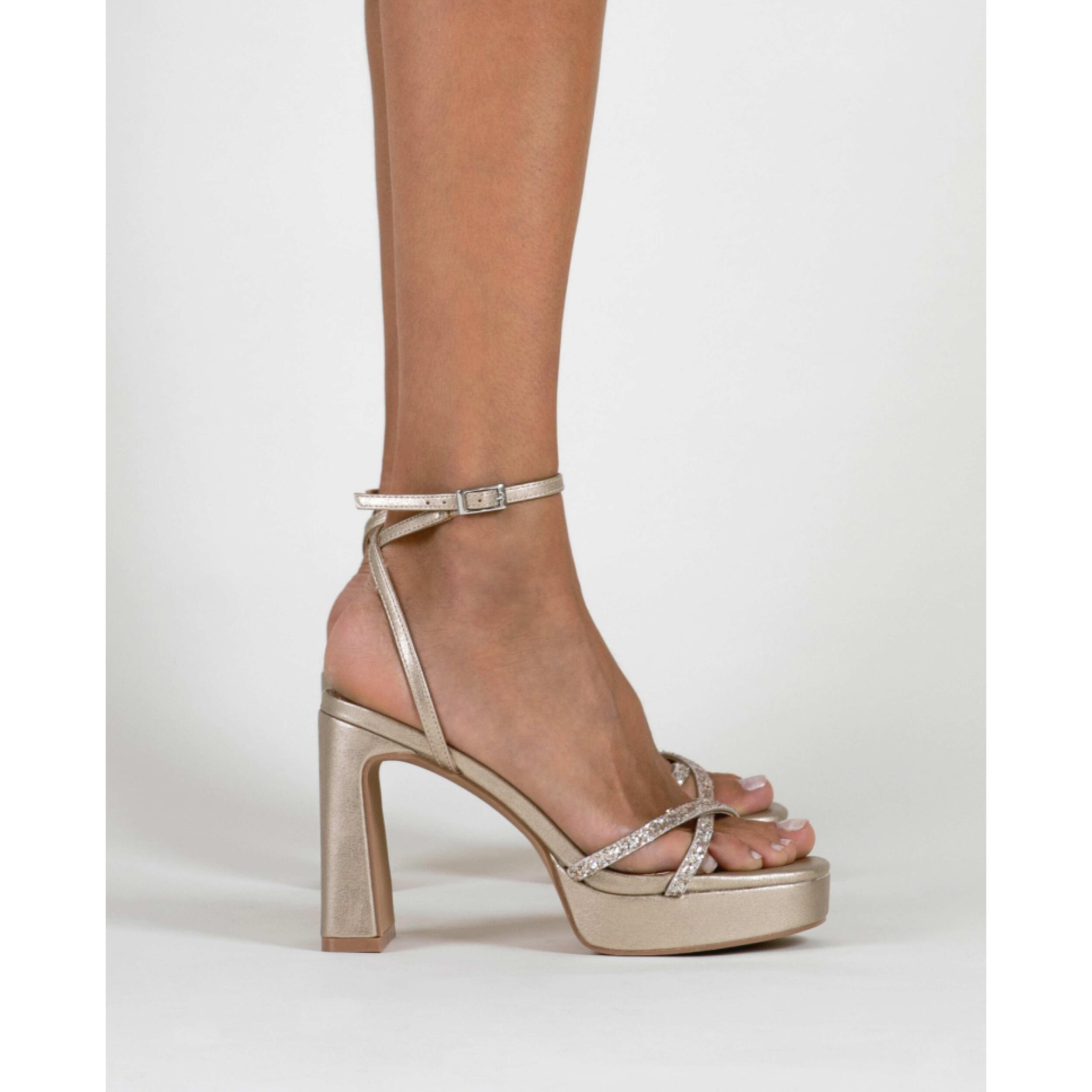 Sandalias de tacón GRETA DORADO GLITTER 10 cm
