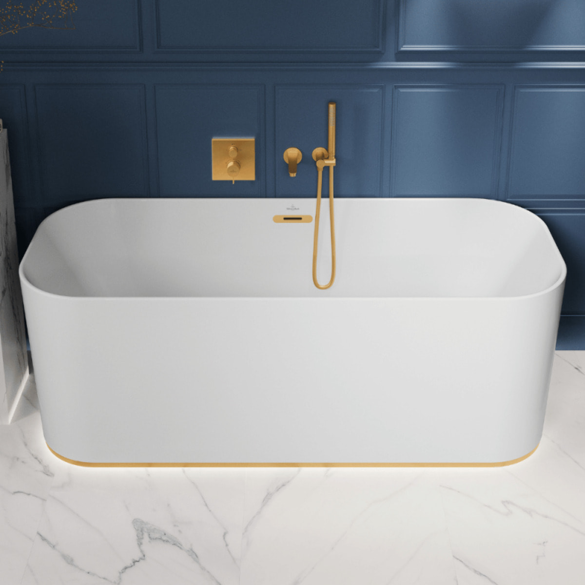 Support mural pour douchette avec raccordement Universal Showers rond or brossé