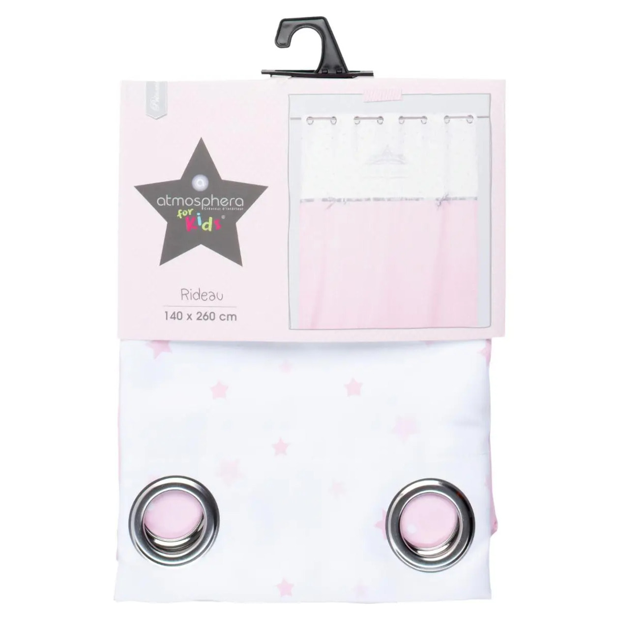 Rideau enfant "Princesse ruban" rose 140x260cm