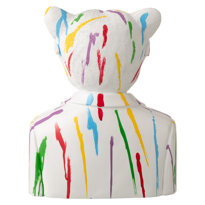 J-Line Léopard Tâches de Peinture décoratif - polyrésine - blanc/multicolore