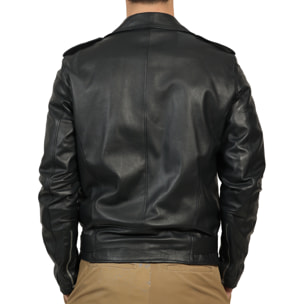 Chiodo in vera pelle di vitello Blu