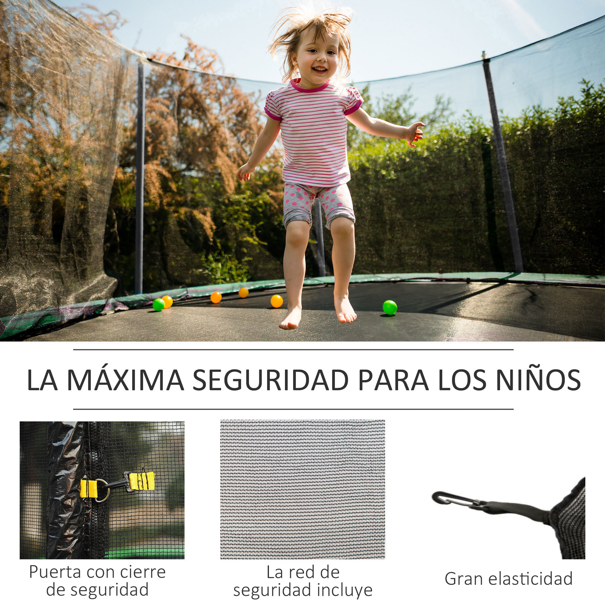 Red de Seguridad Protector para Trampolín PE Ø305x165cm Negro