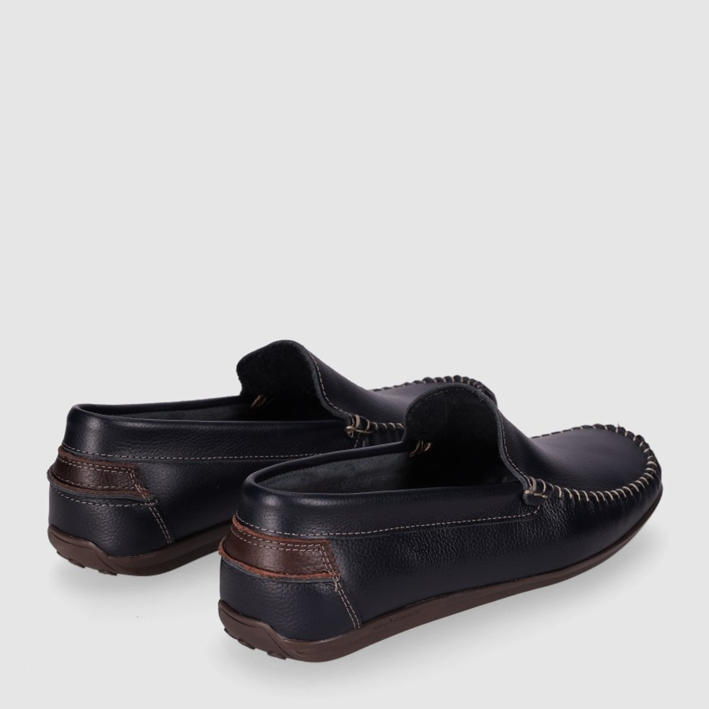 Zapatos de Piel - Marino - Tacón: Bajo