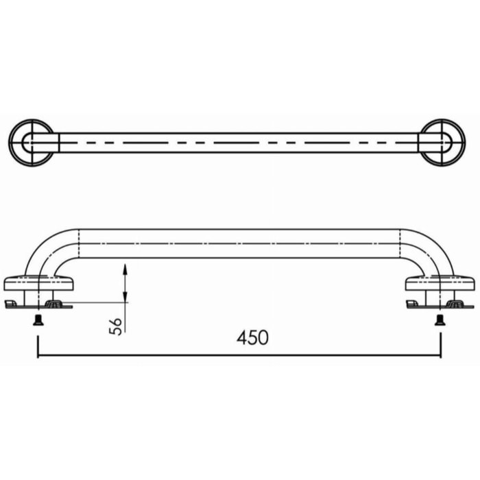 Barre d'appui inox 300 mm AKW recouvert d'époxy blanc - 01240WH-LS