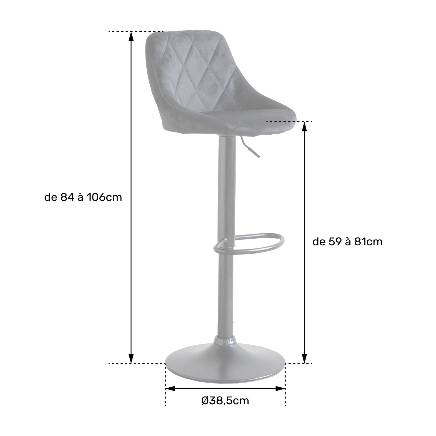 Lot de 2 tabourets de bar en velours bleu ROBIN