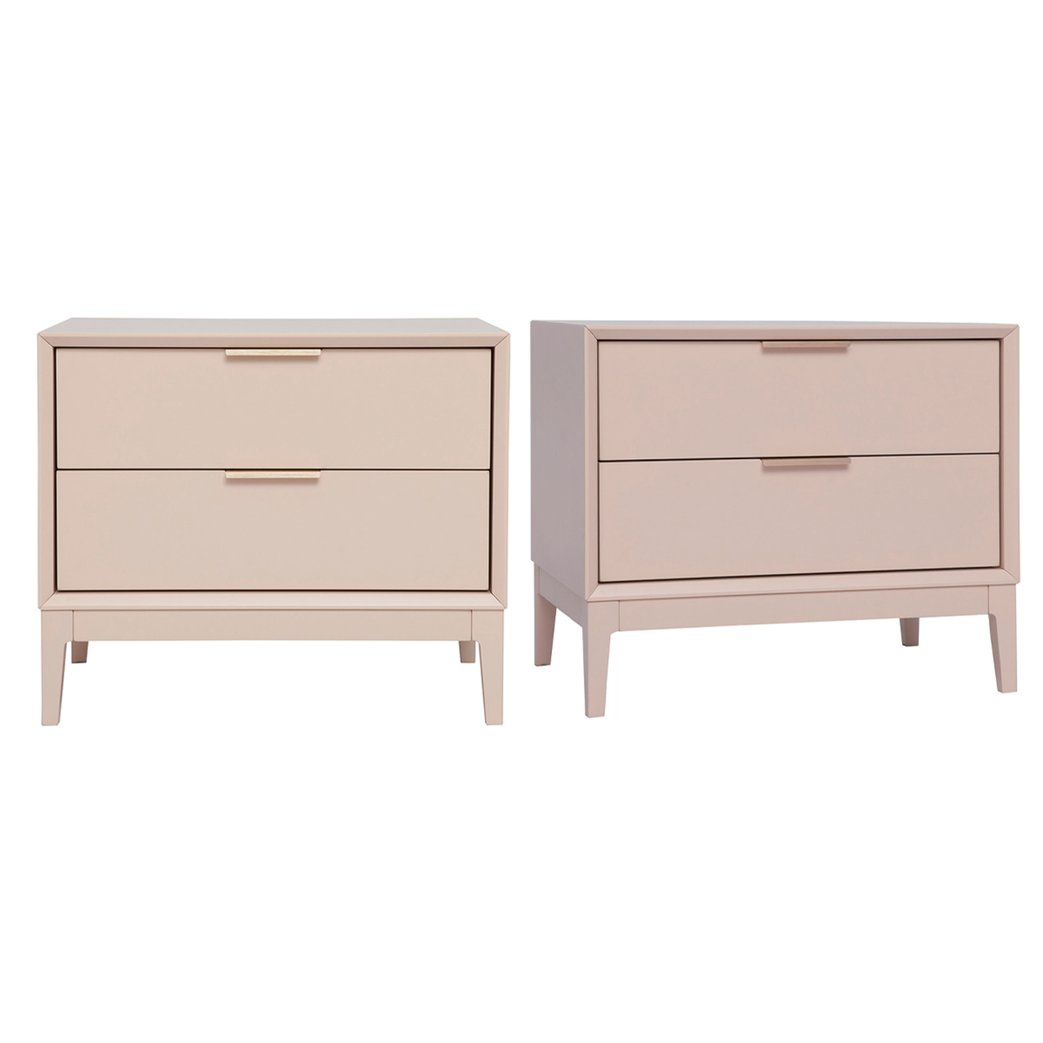 Tables de chevet rose et métal doré avec rangements (lot de 2) GIANA