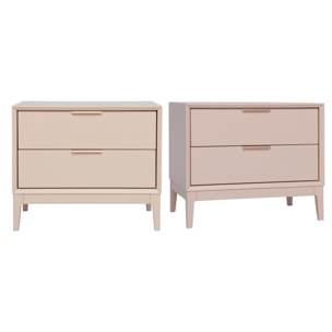 Tables de chevet rose et métal doré avec rangements (lot de 2) GIANA