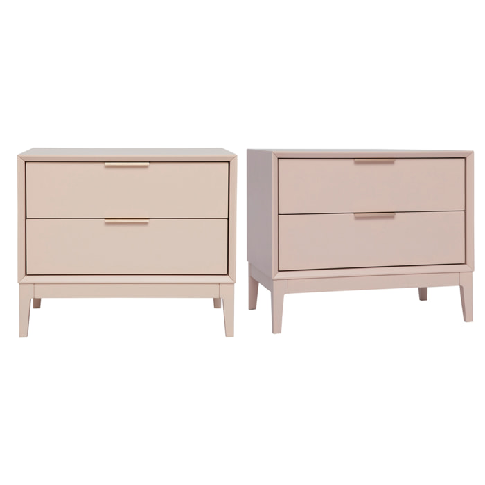 Tables de chevet rose et métal doré avec rangements (lot de 2) GIANA