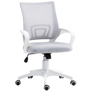 Silla de Oficina de Malla Silla de Escritorio Giratoria con Altura Ajustable Función de Basculante Soporte Lumbar y Reposabrazos Silla para Estudio Carga 120 kg Gris