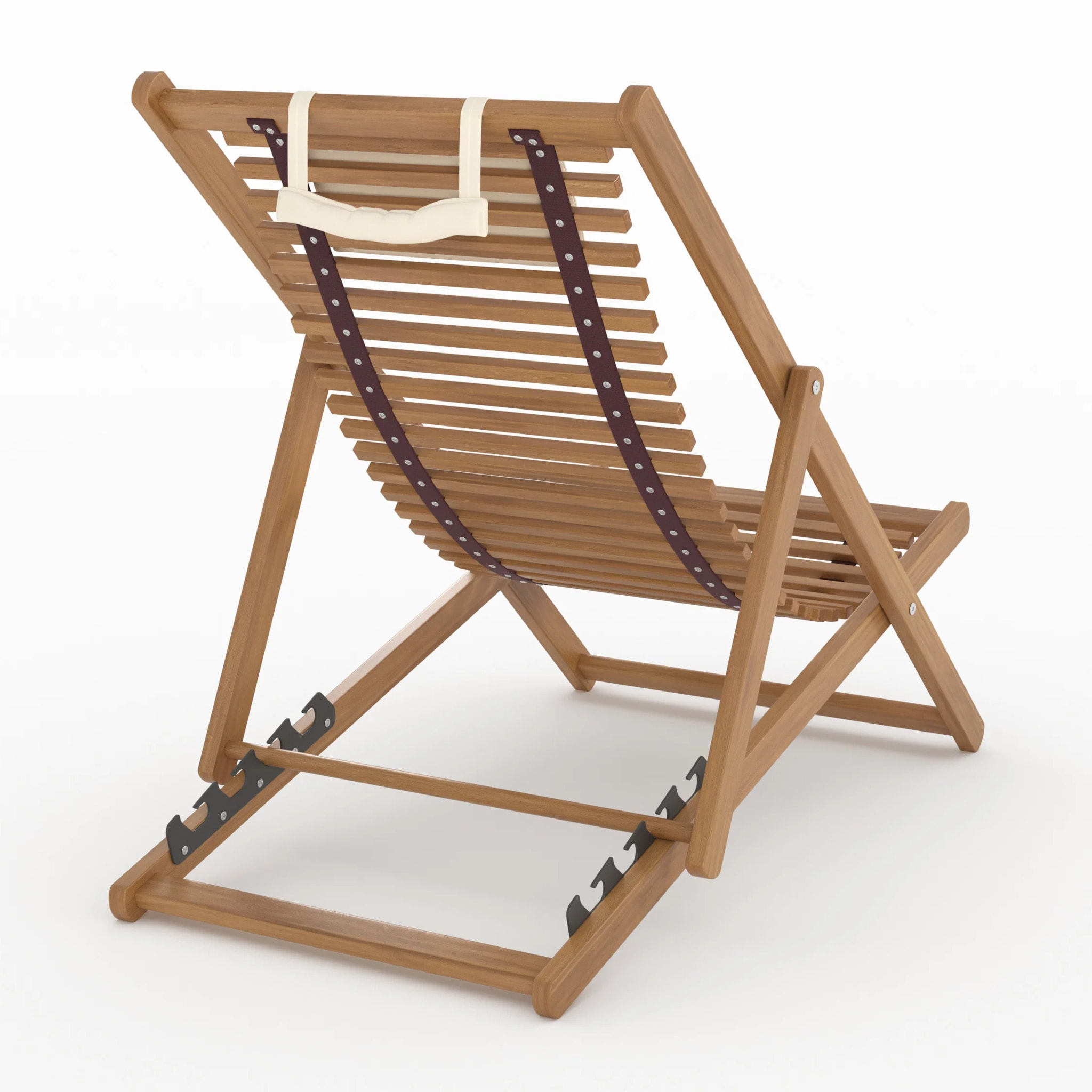 Chilienne de jardin en bois d'acacia et tissu écru - Nacpan