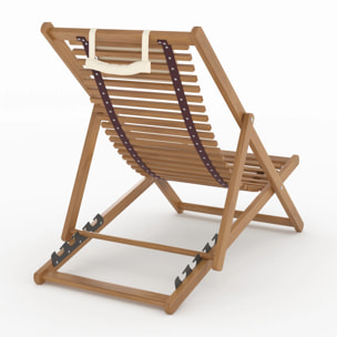 Chilienne de jardin en bois d'acacia et tissu écru - Nacpan