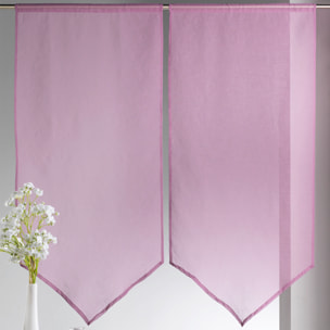 Paire de petits voilages Etamine bas en pointe - Lilas