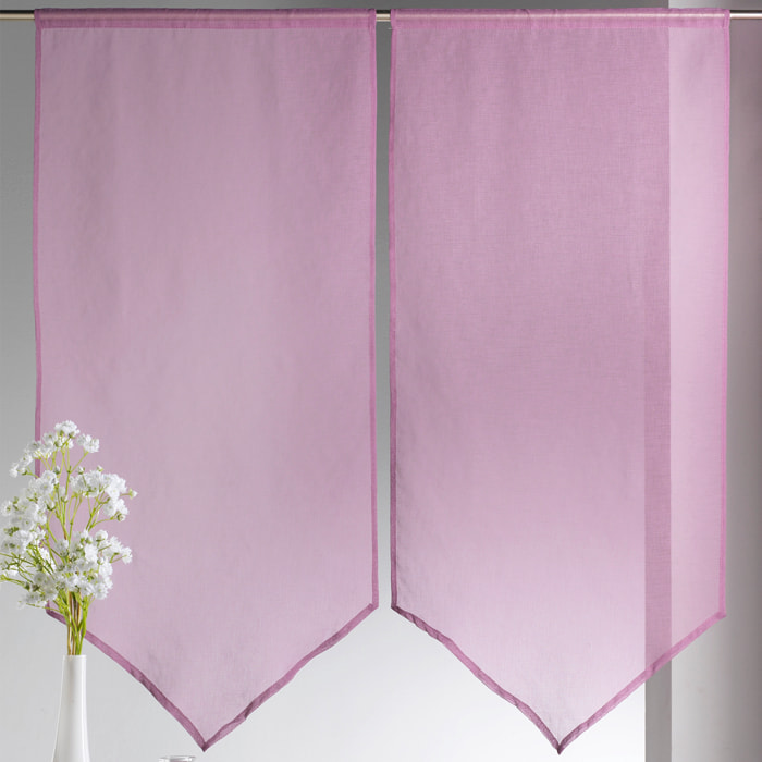 Paire de petits voilages Etamine bas en pointe - Lilas