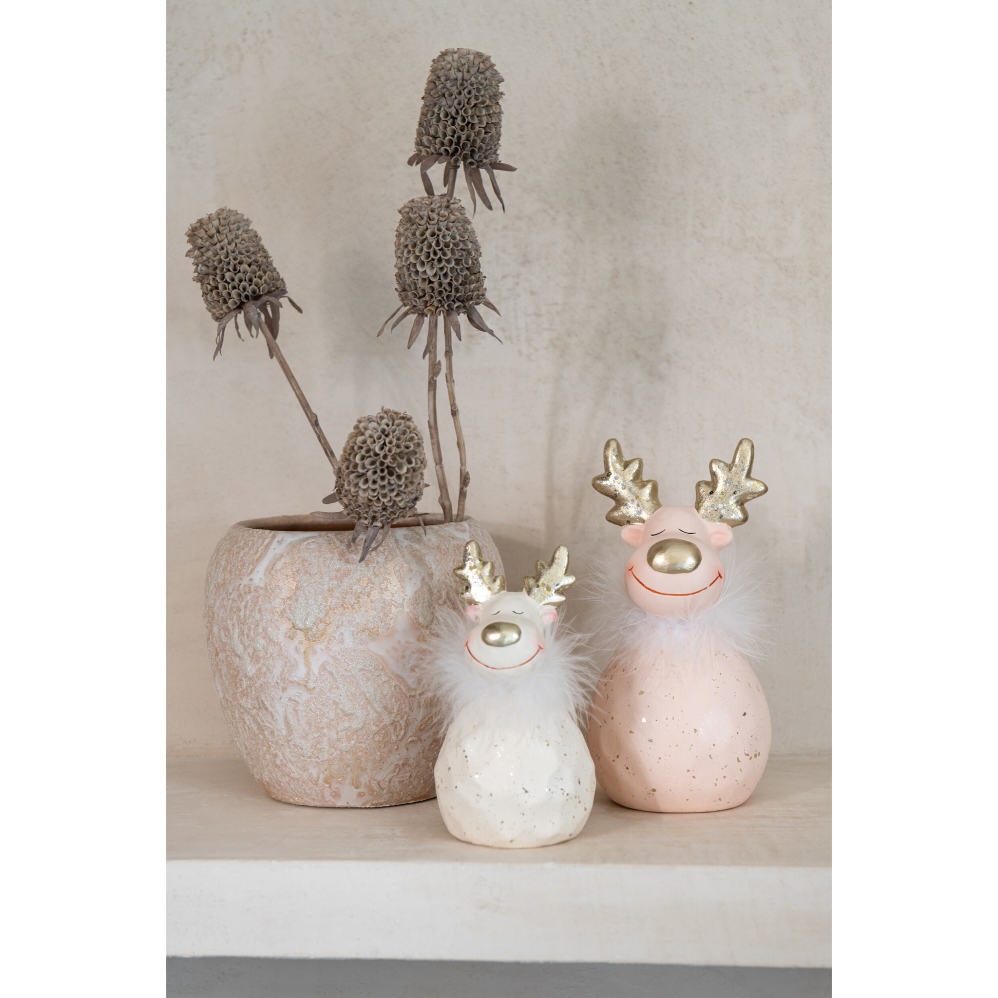 J-Line figurine Renne - céramique - mix - large - 2 pièces