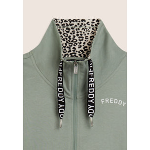 Tuta con zip e collo alto con interno animalier