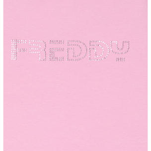 T-shirt Bambina Cropped con Logo FREDDY in Strass